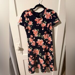 Jessica Howard Sz 8 Fit & Flare JH Textured Floral Print Dress Spring Classic
